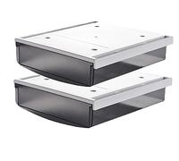 TUKA 2X 1,7L Cajón Debajo del Escritorio 21x18x5,4cm, Autoadhesivos Cajón Oculto de Almacenamiento, Grande Utensilios Organizador Debajo del Estante, 2 Unidades Esmerilado Negro TKD8608