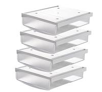 TUKA 4X 1,7L Cajón Debajo del Escritorio 21x18x5,4cm, Autoadhesivos Cajón Oculto de Almacenamiento, Grande Utensilios Organizador Debajo del Estante, 4 Unidades Translúcido TKD8608