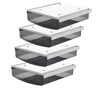 TUKA 4X 1,7L Cajón Debajo del Escritorio 21x18x5,4cm, Autoadhesivos Cajón Oculto de Almacenamiento, Grande Utensilios Organizador Debajo del Estante para Oficina Hogar, 4 Unidades Negro TKD8607
