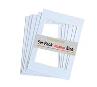 TUKA 5X Paspartú, 60x80 cm Tamaño Exterior, Tamaño Abierto de los Paspartús: 40x60cm. Blanco, Marco de Papel Paspartú para Enmarcar Imágenes, Fotos, Carteles, Impresiones Artísticas... TKD9100