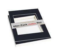 TUKA 60x Paspartú, 15x20 cm Tamaño Exterior, Tamaño Abierto de los Paspartús: 10x15cm. Negro, Marco de Papel Paspartú para Enmarcar Imágenes, Fotos, Carteles, Impresiones Artísticas... TKD9100