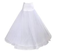 TUKA Enagua con Encajes, 1 Aro 2 Capas de Tul y 1 Capa de Nylon, Largo Miriñaque, Crinolina Boda, Un tamaño, Conveniente para el EU tamaño 32 - tamaño 42, Blanco, TKB0019 White