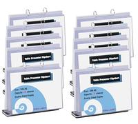 TUKA-i-AKUT 10pcs Expositor de Mesa Flipchart A5 Transversal Presenter con base, acrílico T Expositor Flip Chart, Menú Titular Cartel Soporte con 12 Fundas Transparentes de Doble Cara, TKD8210-A5-10x