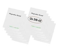 TUKA-i-AKUT 12x A3 Lámina Magnética, Escribir y Recortar, Pizarra Imánde Goma para Enseñanza, Publicitario, Póster, Etiqueta. Pizarra Magnética Borrable Reescribible, Juego de 12 en Blanco TKD9041