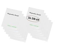 TUKA-i-AKUT 12x A4 Lámina Magnética, Escribir y Recortar, Pizarra Imánde Goma para Enseñanza, Publicitario, Póster, Etiqueta. Pizarra Magnética Borrable Reescribible, Juego de 12 en Blanco TKD9040