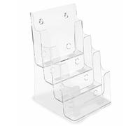 TUKA-i-AKUT [16x Soporte para Folletos, 4 Compartimentos DIN A5, Pared o Mesa Expositor Metacrilato, Portafolletos para Folletos Menús Publicitarios Catálogos Revistas y Panfletos TKD8632-A5-4F-16x