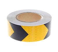 TUKA-i-AKUT 25m x 5cm Cinta Adhesiva de Advertencia Reflexiva. Tira Seguridad Alta Visibilidad, Flecha de Orietación/Señal. Pegatinas Reflexión Nocturna, Flechas Amarillo y Negro, TKD5030