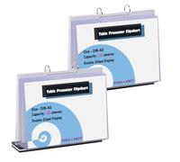 TUKA-i-AKUT 2pcs Expositor de Mesa Flipchart A5 Transversal Presenter con base, acrílico T Expositor Flip Chart, Menú Titular Cartel Soporte con 12 Fundas Transparentes de Doble Cara, TKD8210-A5-2x