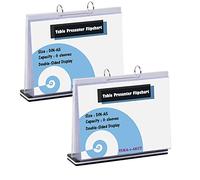 TUKA-i-AKUT 2pcs Expositor de Mesa Flipchart A5 Transversal Presenter con base, acrílico T Expositor Flip Chart, Menú Titular Cartel Soporte con 6 Fundas Transparentes de Doble Cara, TKD8210-A5-2x
