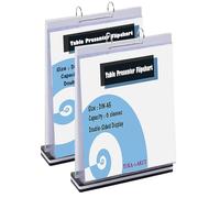 TUKA-i-AKUT 2pcs Expositor de Mesa Flipchart A5 Vertical Presenter con base, acrílico T Expositor Flip Chart, Menú Titular Cartel Soporte con 6 Fundas Transparentes de Doble Cara, TKD8211-A5-2x