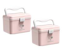 TUKA-i-AKUT 2X 14,6L Caja de Medicamentos 2 Capas, Portátil Botiquín Medicinal, Asa de Transporte, Organizador de Primeros Auxilios, Caja de Botiquines Caseros, Hogar al Aire Libre TKD6402-XL Rosa
