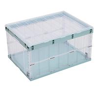 TUKA-i-AKUT 2x 55L Cajas de Almacenamiento Plegables con Tapa, Apilables Estables, con Asa, Organizador para Dormitorio Sala de Estar Armario Baño Cocina Estudio, Transparente, 2x 55L TKD8640 Verde