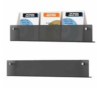 TUKA-i-AKUT 2X 80cm Portafolletos de Pared, Acrílico Extrafuerte, Revistero Estantes de Pared, Soporte de Pared para Revistas Periódicos Folletos Documentos Libros, Negro, TKD8256-80cm-2x