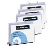 TUKA-i-AKUT 4pcs Expositor de Mesa Flipchart A5 Transversal Presenter con base, acrílico T Expositor Flip Chart, Menú Titular Cartel Soporte con 12 Fundas Transparentes de Doble Cara, TKD8210-A5-4x