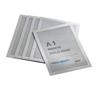 TUKA-i-AKUT 5x A1 Marco Magnético Autoadhesivos, Fundas para Documentos, Letreros, Avisos, Cartel, Paredes y Ventanas, Intercambio de Inserción Rápida, 5 Unidades en Color Plata, TKD8400-A1-5x