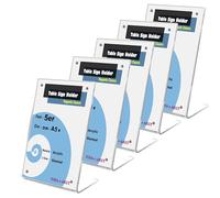 TUKA-i-AKUT 5X A5 Vertical Soporte de Mesa Acrílico con Cierre Magnético, Transparente Porta Carteles Inclinado, para Exhibición Folletos Publicitario Carteles Menús, Titular Letreros, TKD8242-A5-5x