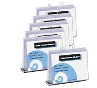 TUKA-i-AKUT 6pcs Expositor de Mesa Flipchart A5 Transversal Presenter con base, acrílico T Expositor Flip Chart, Menú Titular Cartel Soporte con 12 Fundas Transparentes de Doble Cara, TKD8210-A5-6x