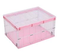 TUKA-i-AKUT 6x 55L Cajas de Almacenamiento Plegables con Tapa, Apilables Estables, con Asa, Organizador para Dormitorio Sala de Estar Armario Baño Cocina Estudio, Transparente, 6x 55L TKD8640 Rosa