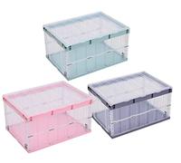 TUKA-i-AKUT 6x 55L Cajas de Almacenamiento Plegables con Tapa, Apilables Estables, con Asa, para Dormitorio Sala de Estar Armario Baño Cocina Estudio, Transparente, 6x 55L TKD8640 3 Colores Surtidos