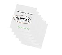 TUKA-i-AKUT 6x A3 Lámina Magnética, Escribir y Recortar, Pizarra Imánde Goma para Enseñanza, Publicitario, Póster, Etiqueta. Pizarra Magnética Borrable Reescribible, Juego de 6 en Blanco TKD9041