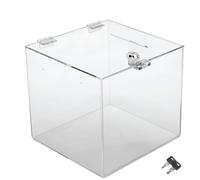 TUKA-i-AKUT Caja de acrílico 30 x 30 x 30 cm, con cerradura, 3 mm, extra fuerte, cristal acrílico, caja de acción con cerradura, caja de donación, caja de sorteos, urna, caja de acrílico con bloqueo