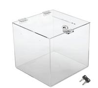 TUKA-i-AKUT Caja de Donaciones 20x20x20 cm, con Cerradura y Cristal Acrílico, para Lotería / Promoción / Acción / Votaciones, TKD8260-20cm