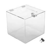 TUKA-i-AKUT Caja de Donaciones 25x25x25 cm, con Cerradura y Cristal Acrílico, para Lotería / Promoción / Acción / Votaciones, TKD8260-25cm
