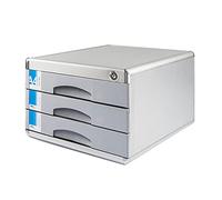 TUKA-i-AKUT Cajonera de Metal, con Cerradura, 3 Compartimentos A4, con Campos de Rotulación, Caja de Cajones de Almacenamiento Organización, Aleación de Aluminio, Extra Robusta y Estable, TKD8601-3F