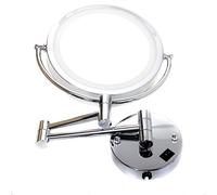 TUKA LED Maquillar Espejo de Pared, 7X Aumento 8,5 Pulgadas Cosmética Espejo para baño, Metal Cromado Reales, Plegable Espejo con luz para Afeitar, Cara Doble: Estándar + 1:7 Ampliación. TKD3129-7x