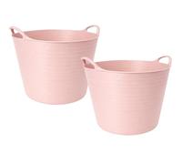 TUKA Pack de 2 Capazos de Plástico 42 L - Rosa Pastel Profesional | Barreño, Cubo, Espuerta, Cubeta Resistente Multiusos para albañilería, jardinería, Agricultura y hogar (2, Rosa Pastel)