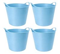 TUKA Pack de 4 Capazos de Plástico 30 L - Profesional, Color Azul Pastel | Barreño, Cubeta Resistente Multiusos para albañilería, jardinería, Agricultura y hogar