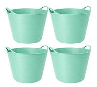 TUKA Pack de 4 Capazos de Plástico 42 L - Verde Pastel Profesional | Barreño, Cubo, Espuerta, Cubeta Resistente Multiusos para albañilería, jardinería, Agricultura y hogar