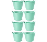 TUKA Pack de 8 Capazos de Plástico 42 L - Verde Pastel Profesional | Barreño, Cubo, Espuerta, Cubeta Resistente Multiusos para albañilería, jardinería, Agricultura y hogar