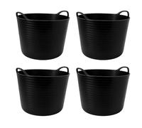TUKA Pack de Capazos de Plástico 42 L - Profesional | Barreño, Cubeta Resistente Multiusos para albañilería, jardinería, Agricultura y hogar (2, Negro) (4, Negro)