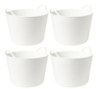 TUKA Pack de Capazos de Plástico 42 L - Profesional | Barreño, Cubeta Resistente Multiusos para albañilería, jardinería, Agricultura y hogar (2, Blanco) (4, Blanco)