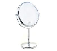 TUKA TKD3108-5X - Espejo de baño para maquillaje con 5 aumentos, doble espejo cosmético con pedestal, diámetro 20 cm, espejo de mesa para maquillaje y afeitado, 2 caras Vanity Mirror, cromado, TKD3108