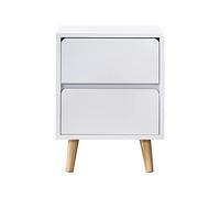 TUKAILAI 1 mesita de noche moderna blanca de 2 cajones mesa de noche de madera con 2 cajones unidad de almacenamiento lateral para muebles de dormitorio tamaño normal