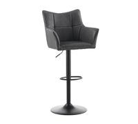 TUKAILAI 1 Taburete de Bar de Piel sintética, Altura Regulable, Giratorio 360°, Taburete con reposabrazos y Respaldo, Moderno Taburete de Cocina, Taburete para Cocina, Bar, Comedor, Color Gris