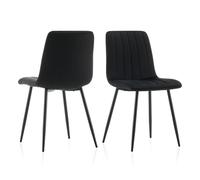 TUKAILAi 2 sillas de Comedor de Terciopelo, sillas de Cocina, Estilo Vintage Juego de 2, Asiento tapizado Tela y Patas de Metal, 2 sillas de recepción, con Respaldo y Asiento Acolchado, Antracita