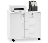 TUKAILAi Archivador móvil con 3 cajones con Cerradura para Oficina, con Ruedas, Soporte para Impresora, Almacenamiento Lateral de papelería, cajones Debajo del Escritorio, para Oficina en casa, Color