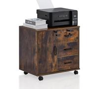 TUKAILAi Archivador Móviles con 4 Cajones y Cerradura, Armario de Oficina con Ruedas, Armario Multiusos con Gran Almacenaje para A4 Documentos en Formato Carta 40 x 60 x 57 cm (Marrón)