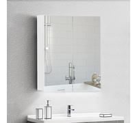 TUKAILAi Armario con Espejo de baño de 2 Puertas con Estante Ajustable, montado en la Pared, Armario de baño con Doble Espejo, Estante Organizador de Madera, Armario para baño