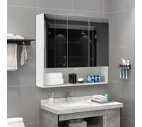 TUKAILAi Armario con Espejo de baño de 3 Puertas con Armario Abierto de Almacenamiento montado en la Pared con estantes Ajustables para baño