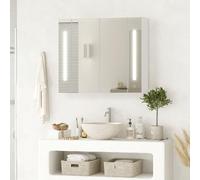 TUKAILAi Armario de espejo de baño con luces LED iluminadas, armario de almacenamiento montado en la pared con luces de 3 colores y estantes de almacenamiento ajustables, armario de 2 puertas,