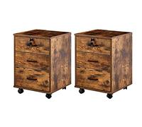 TUKAILAI juego de 2 Mueble Archivador de 3 Cajones y Cierre, Armario Móvil para Oficina con Ruedas, Armario Multiusos para A4 Documentos legales oficina 40 * 40 * 57 cm (Marrón)