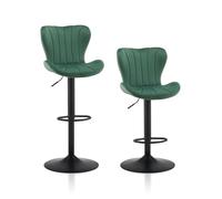 TUKAILAI Juego de 2 taburetes de Bar de Terciopelo, Altura Regulable, Giratorio 360°, Taburete con Respaldo, reposapiés, Marco de Metal, Moderno, Forma de Cuenco, Taburete de Cocina, Taburete para