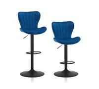 TUKAILAI Juego de 2 taburetes de Bar de Terciopelo, Altura Regulable, Giratorio 360°, Taburete con Respaldo, reposapiés, Marco de Metal, Moderno, Forma de Cuenco, Taburete de Cocina, Taburete para