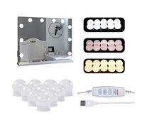 TUKAILAI Lámpara de espejo LED, luces de Hollywood con interruptor, 3 colores y 10 regulables, para lámpara de tocador, lámpara de maquillaje, lámpara de espejo para espejo de tocador/espejo de baño