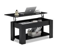 TUKAILAi Mesa de Centro Elevable y Extensible, Mesita de Salón o Comedor Moderna 100 * 50 * 50cm, Mesa Cafe con Compartimento de Almacenamiento Elevable para Salón Comedor Recepción (Negro)