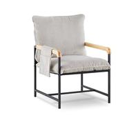 TUKAILAi Sillón de Tela Tapizado, Sillón de Salón Lectura Moderno, con Reposabrazos, Butaca de Salón Nórdica Relax para Dormitorio, Carga MAX 120KG, Gris